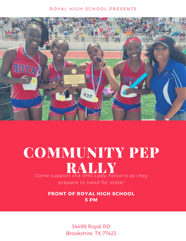 COMMUNITY PEP RALLY! Send our track qualifiers off in style! 