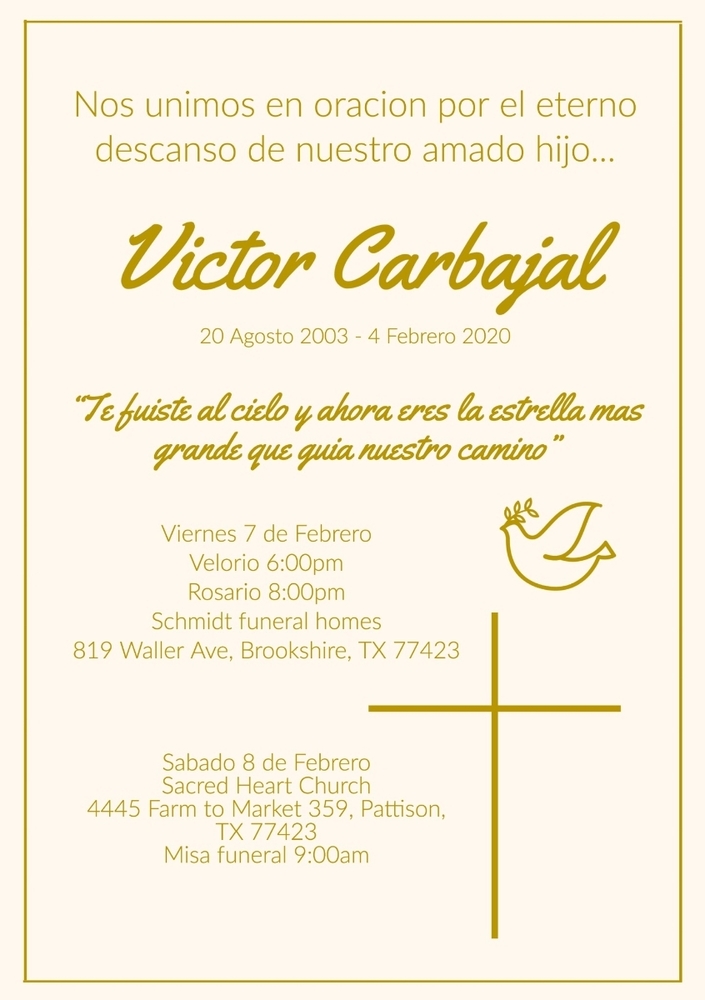 Memorial Arrangements for Victor Carbajal
