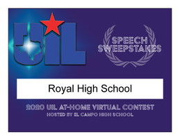 ROYAL WINS UIL AT HOME EXPERIENCE SPEECH SWEEPSTAKES CHAMPIONSHIP!