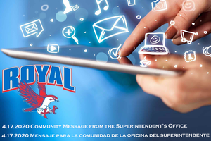 4.25.2020 Community Message from the Superintendent’s Office / Mensaje para la comunidad de la oficina del superintendente