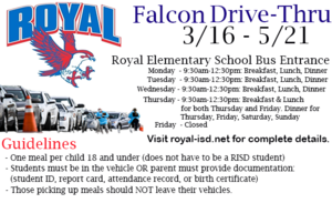 New at RISD: Distribution of Dinner Meals During Falcon Drive Thru