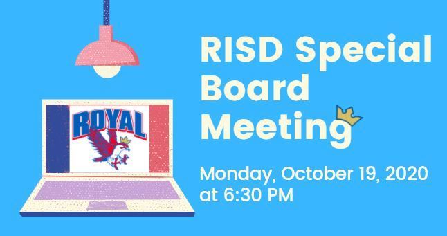 Reminder! Special Board Meeting/Board Training tonight at 6:30pm. Visit https://www.royal-isd.net/article/328065?org=royal-isd for complete information. 