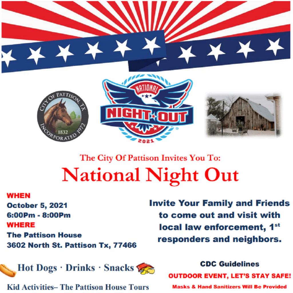 Coming soon: National Night Out! Visit https://5il.co/zo0x to view the flyer for the Pattison National Night Out event. October 5, 6-8PM, Pattison House.