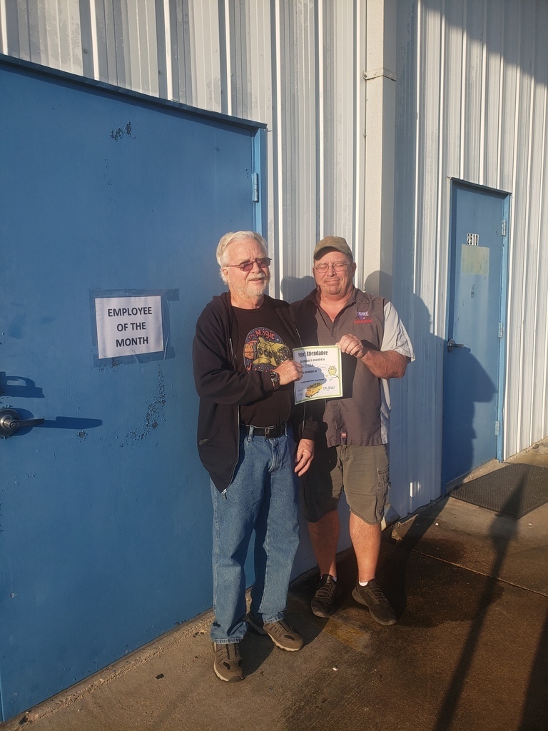 Congratulations to Tom Shedd, Royal ISD Transportation Employee of the Month! (Pictured here with Steve Hendricks, Transportation Manager)