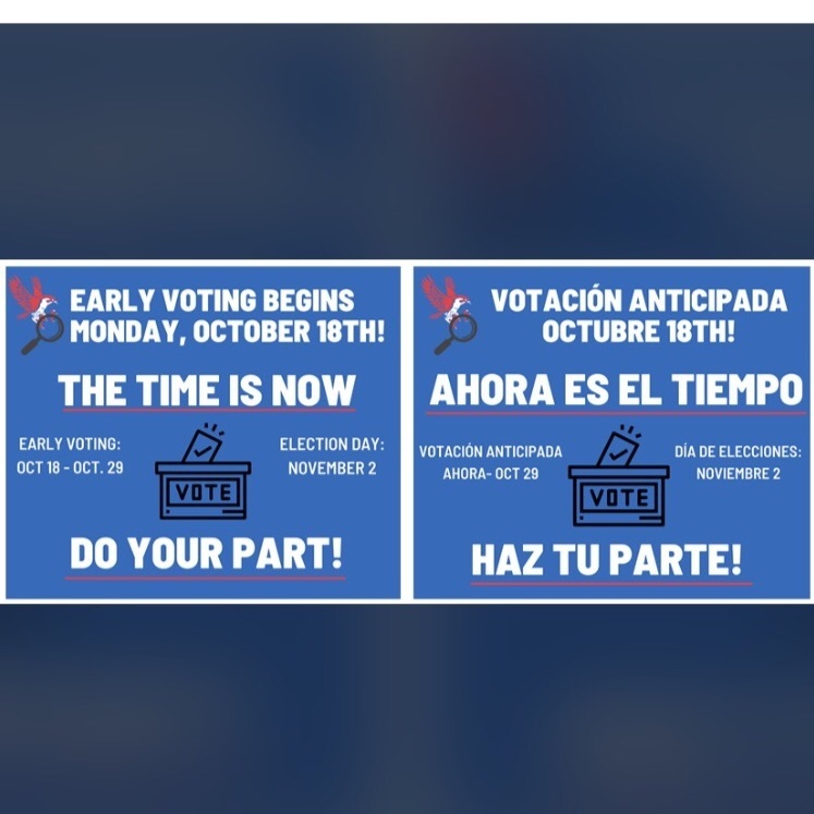 Reminder! Early voting starts tomorrow, October 18. The time is NOW to do your part! Visit https://www.royal-isd.net/page/bond to learn more about Royal Bond 2021.