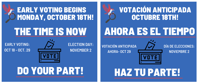 Have you voted? Early voting lasts until October 29. Make your voice heard! Visit votetexas.gov for polling locations and more! Your vote is your voice! Want more information on RISD Bond 2021? Head to https://www.royal-isd.net/page/bond!