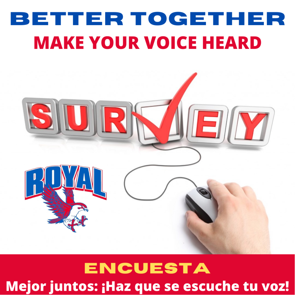 Last chance to make your voice heard! The 2021 Community Survey will close at 5PM on Wednesday, 1/5/22. The anonymous survey results will be presented to district leadership and the Royal school board. Your input is vital to Royal as we plan for the future. https://bit.ly/3sK2QhM