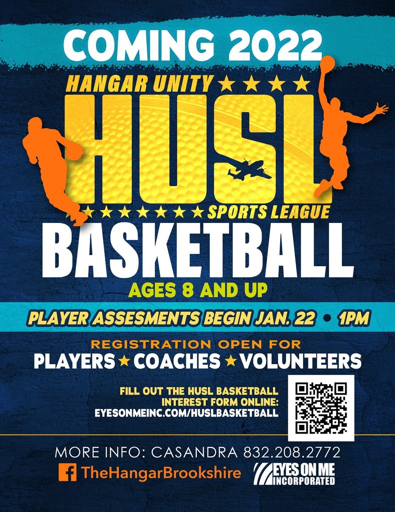 Love basketball? Join The Hangar Unity Center for their HUSL sports league. Registration is open to ages 8 and up. Register at eyesonmeinc.com/huslbasketball. Game on! 