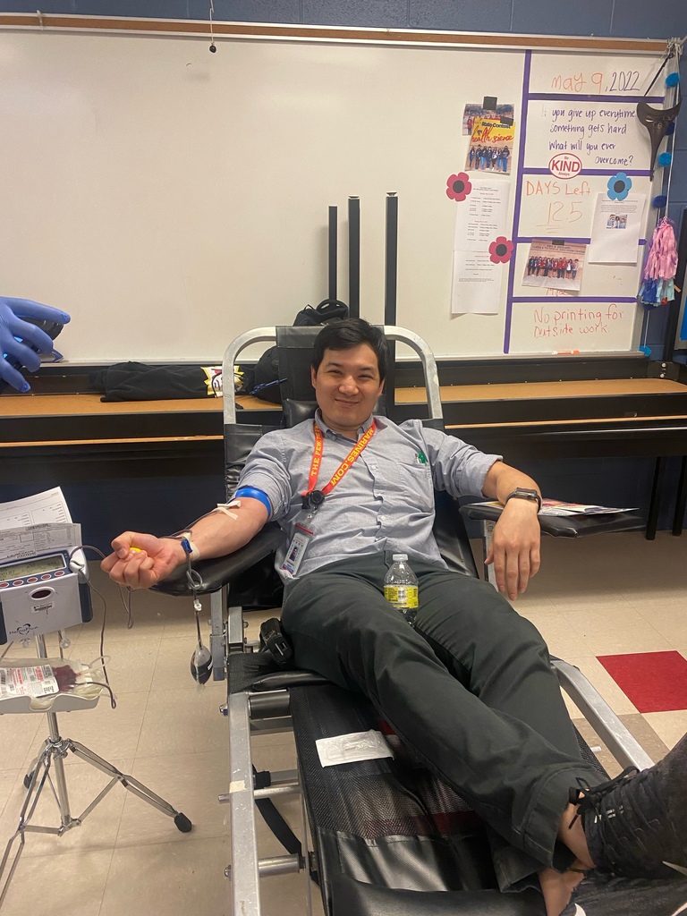 Thank you to all who gave blood today, including RHS AP Mr. Nguyen! Give blood, save a life!