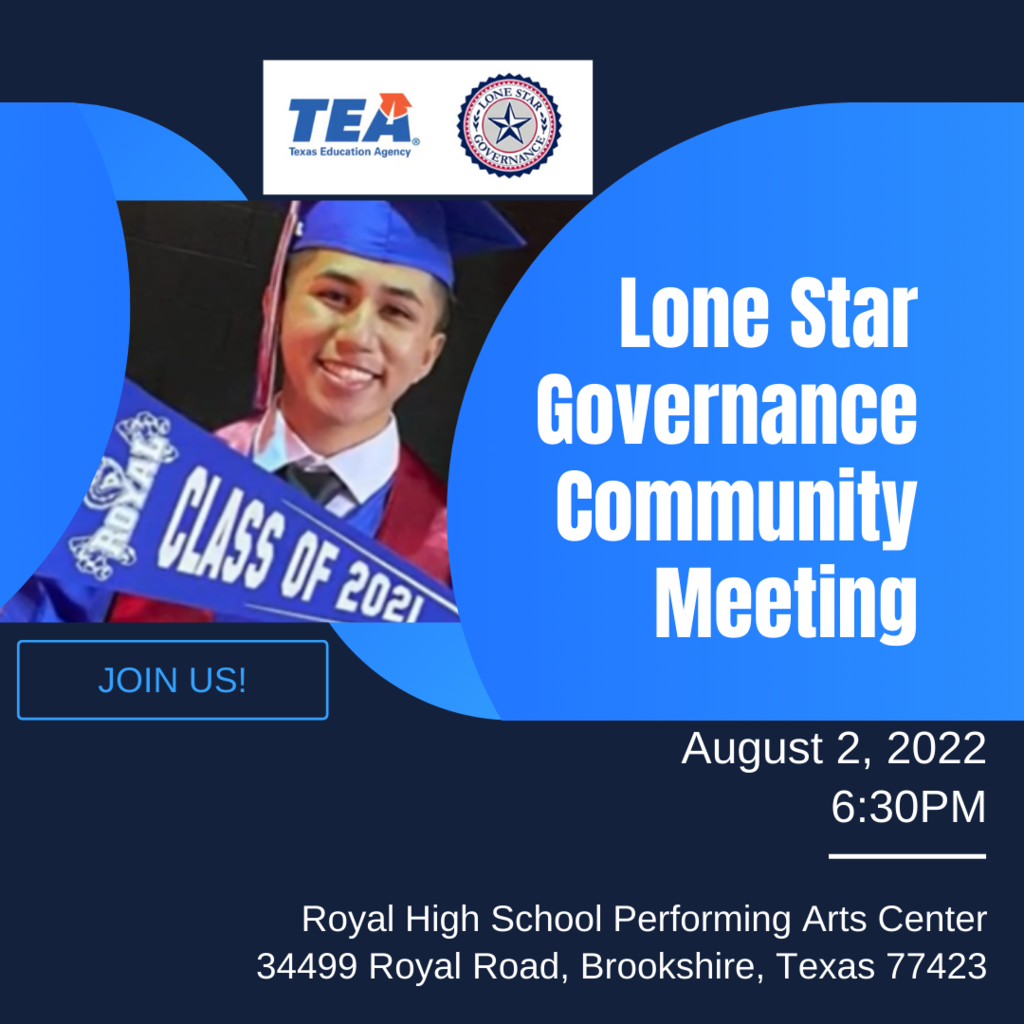 Announcement: Join us for a Special Board Meeting on Tuesday, August 2 at 6:30PM at the Royal High School Performing Arts Center (34499 Royal Rd. Brookshire, TX 77423). Agenda and details: https://www.royal-isd.net/article/788927