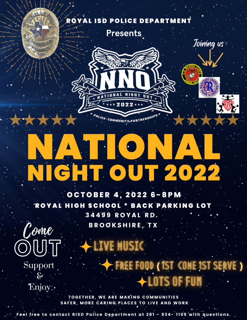 Reminder! Join the RISD Police this evening for their National Night Out event. See attached flyer for details. 