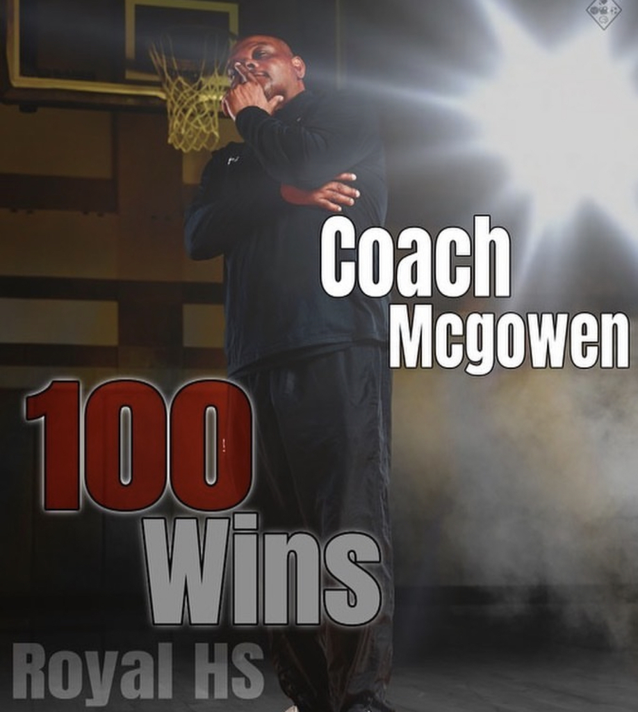 Pack out the next game as Coach McGowan seals the deal on his 100th win with the Lady Falcons basketball team! January 31 @ Wharton HS (JV - 4:30pm,  V - 5:45pm). Let's go, Falcons! #WeAreRoyal