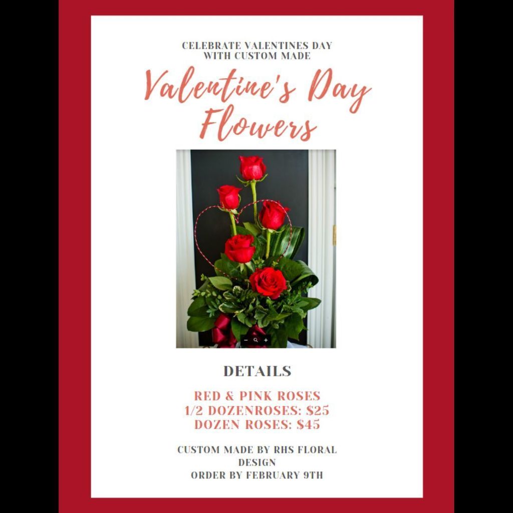 Don't forget to order your Valentine's Day roses from our talented RHS Floral Design students! Today is the last day to place your order at http://bit.ly/3jAw9MU! Thank you for supporting ag education at Royal! 