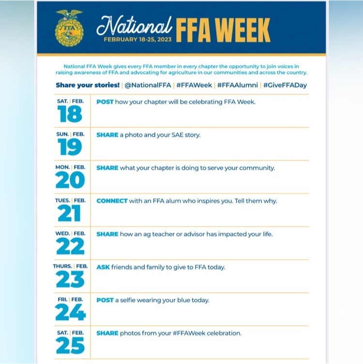 Each year, FFA chapters around the country celebrate National FFA Week. It’s a time to share what FFA is and the impact it has on members every day. Be sure to share your FFA stories during #FFAweek!