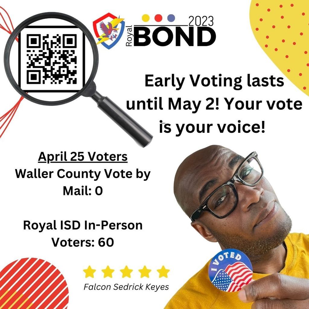 Have you voted? Early voting ends on May 2. Skip the lines, vote early! Your vote is your voice.