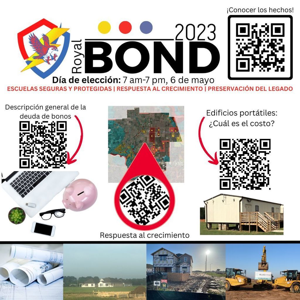 Today is your last chance to vote! Polls are open from 7am-7pm. See attached flyers for locations and to get the facts about Royal Bond 2023. Thank you for voting and for making your voice heard.