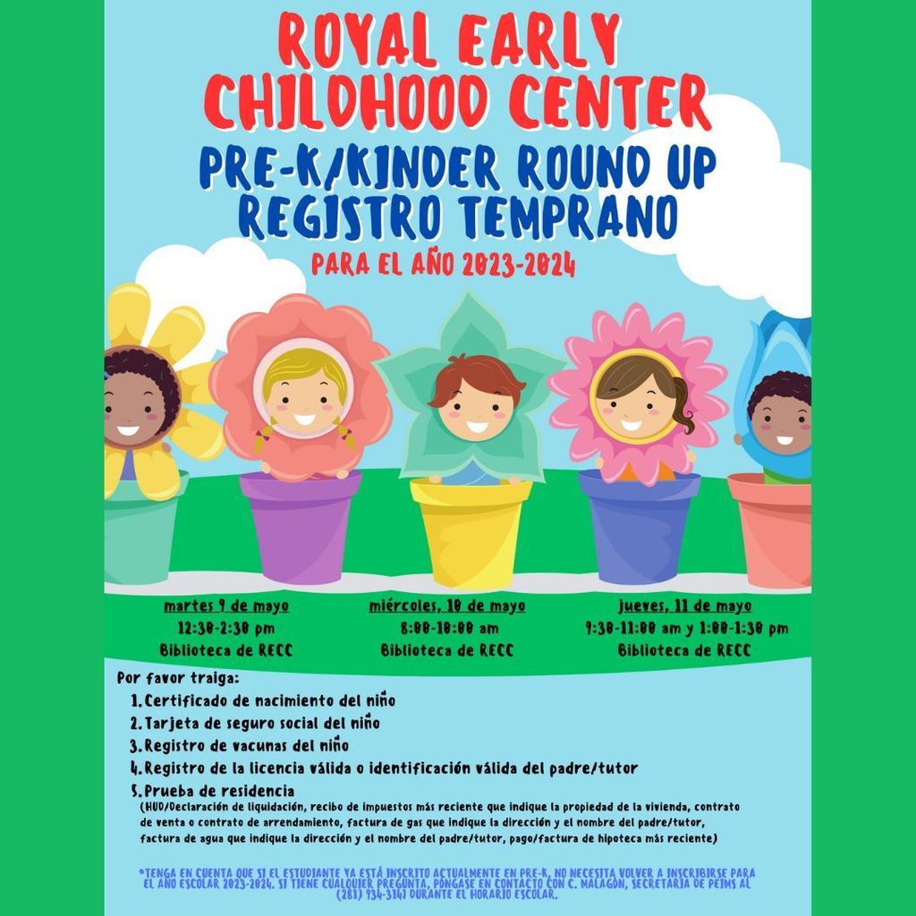 Reminder! Pre-K and Kindergarten Roundup starts tomorrow! Visit https://bit.ly/44D5XIP for dates and times. Welcome to Royal! #WeAreRoyal