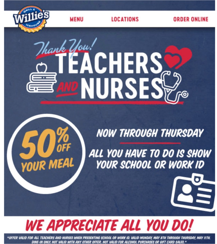 Teacher & Nurse Appreciation deals