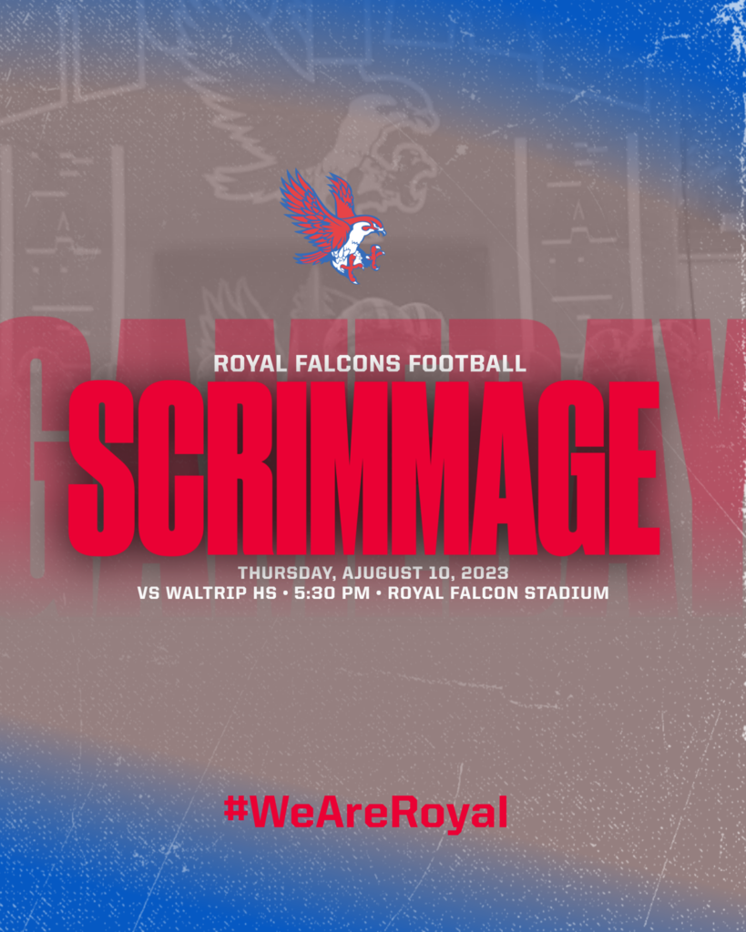 Let's go, Falcons! Cheer on the team as they face off against Waltrip HS at our first 2023 scrimmage. The Falcons will play Thursday, August 10, 5:30pm @ Falcon Stadium. #WeAreRoyal