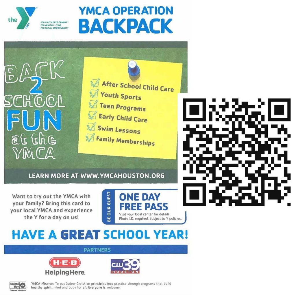 Be their guest! Visit an area YMCA for a free one-day pass! Sign up at https://ymcahouston.org/join/guest-pass or scan the QR code to get started! 