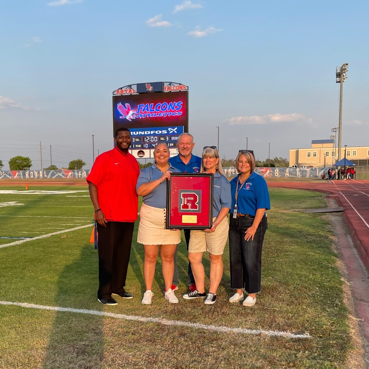 Huge thank you to tonight's scoreboard spotlight partner Grundfos for their support of Royal ISD! Let's go, Falcons! Royal is in the lead 14-0, 10 minutes left in the 2nd.  #WeAreRoyal 