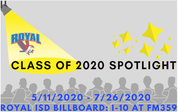 Greetings Falcons! Visit https://www.royal-isd.net/article/248736?org=royal-isd to see this week's list of senior spotlights on the RISD billboard!  